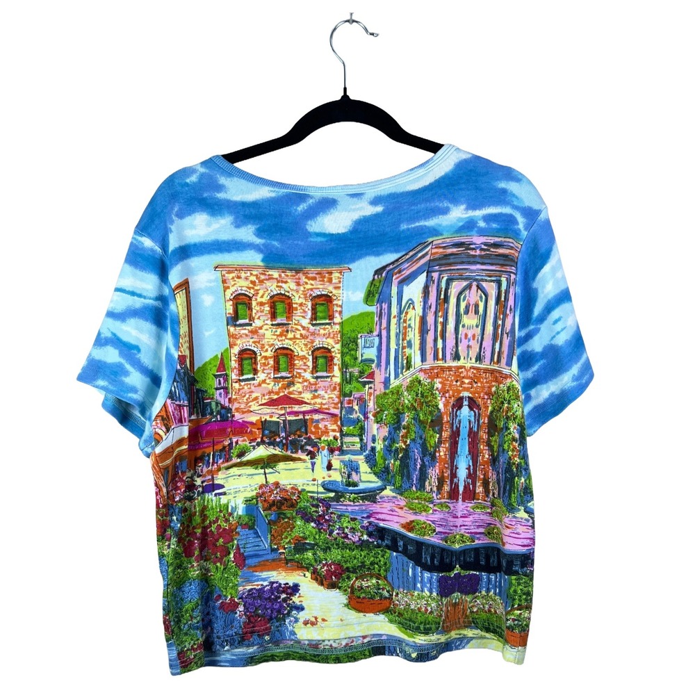 90s Take Two All Over Print Italian Village T Shirt Womens M Whimsigoth‎ - Picture 2 of 6
